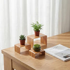 2 Sets Acrylic Display Risers, Figure Stand, Wood, Small Set in Wood, alternate view 5