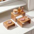 2 Sets Acrylic Display Risers, Figure Stand, Wood, Small Set in Wood, alternate view 6