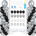 2 Sets Adjustable Balloon Column Stand Kit with Bases(Black & Silver)