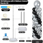 2 Sets Adjustable Balloon Column Stand Kit with Bases(Black & Silver), alternate view 3