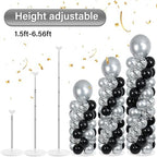 2 Sets Adjustable Balloon Column Stand Kit with Bases(Black & Silver), alternate view 5