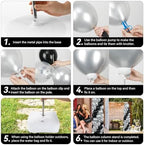2 Sets Adjustable Balloon Column Stand Kit with Bases(Black & Silver), alternate view 6