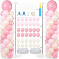 2 Sets Adjustable Balloon Column Stand Kit with Bases(Blush Pink)