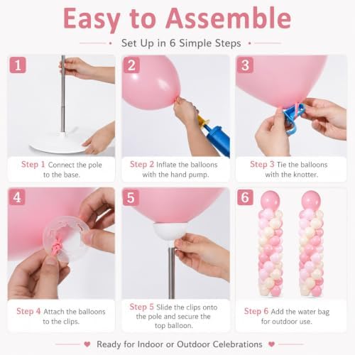 2 Sets Adjustable Balloon Column Stand Kit with Bases(Blush Pink), alternate view 5