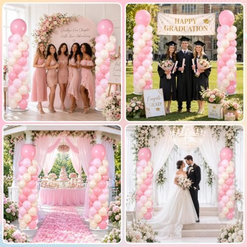 2 Sets Adjustable Balloon Column Stand Kit with Bases(Blush Pink), alternate view 6