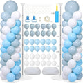 2 Sets Adjustable Balloon Column Stand Kit with Bases(Dusty Blue White)