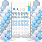 2 Sets Adjustable Balloon Column Stand Kit with Bases(Dusty Blue White)