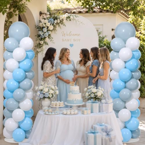 2 Sets Adjustable Balloon Column Stand Kit with Bases(Dusty Blue White), alternate view 2