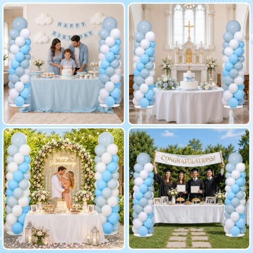 2 Sets Adjustable Balloon Column Stand Kit with Bases(Dusty Blue White), alternate view 6