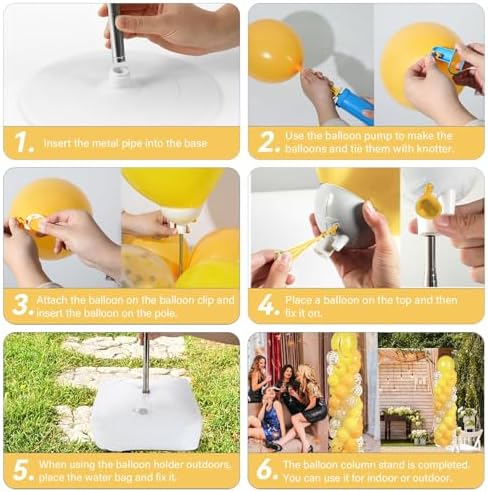 2 Sets Adjustable Balloon Column Stand Kit with Bases(Golden Yellow), alternate view 6