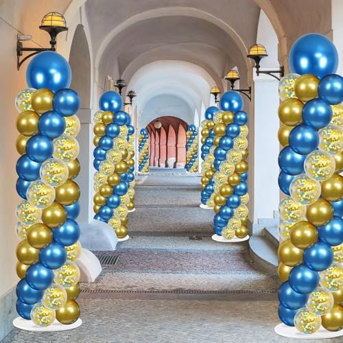 2 Sets Adjustable Balloon Column Stand Kit with Bases( Navy Blue and Gold), alternate view 2