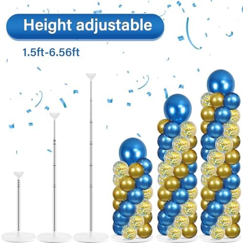 2 Sets Adjustable Balloon Column Stand Kit with Bases( Navy Blue and Gold), alternate view 5