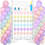 2 Sets Adjustable Balloon Column Stand Kit with Bases(Pastel Pink)