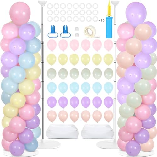 2 Sets Adjustable Balloon Column Stand Kit with Bases(Pastel Pink)