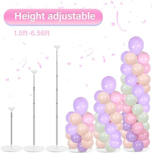 2 Sets Adjustable Balloon Column Stand Kit with Bases(Pastel Pink), alternate view 5