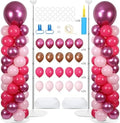 2 Sets Adjustable Balloon Column Stand Kit with Bases(Pink & Red)