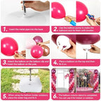 2 Sets Adjustable Balloon Column Stand Kit with Bases(Pink & Red), alternate view 6
