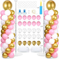 2 Sets Adjustable Balloon Column Stand Kit with Bases(Pink White Gold)