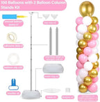 2 Sets Adjustable Balloon Column Stand Kit with Bases(Pink White Gold), alternate view 3