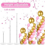 2 Sets Adjustable Balloon Column Stand Kit with Bases(Pink White Gold), alternate view 5