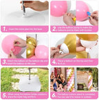 2 Sets Adjustable Balloon Column Stand Kit with Bases(Pink White Gold), alternate view 6