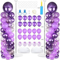2 Sets Adjustable Balloon Column Stand Kit with Bases(Purple)