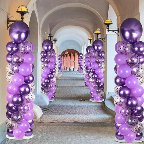 2 Sets Adjustable Balloon Column Stand Kit with Bases(Purple), alternate view 2