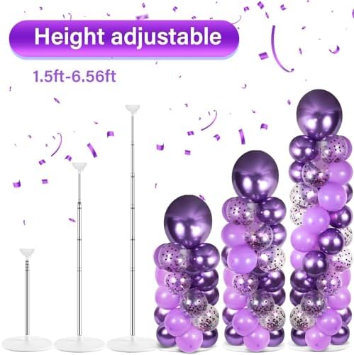 2 Sets Adjustable Balloon Column Stand Kit with Bases(Purple), alternate view 5