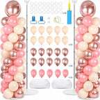 2 Sets Adjustable Balloon Column Stand Kit with Bases( Rose Gold)