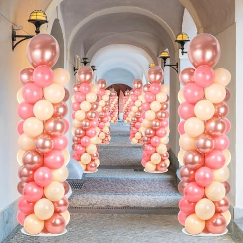 2 Sets Adjustable Balloon Column Stand Kit with Bases( Rose Gold), alternate view 2