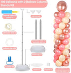 2 Sets Adjustable Balloon Column Stand Kit with Bases( Rose Gold), alternate view 3