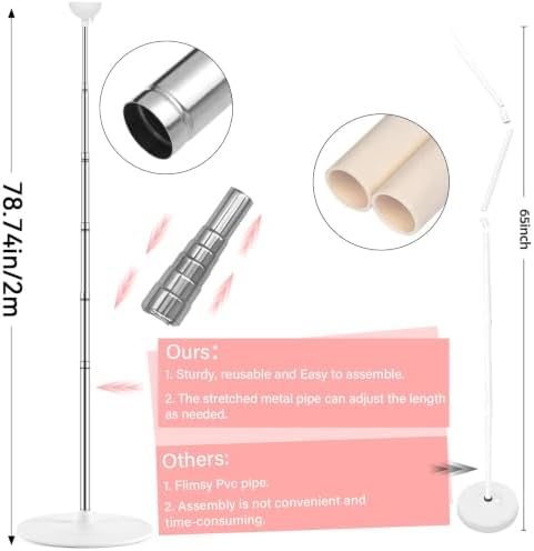 2 Sets Adjustable Balloon Column Stand Kit with Bases( Rose Gold), alternate view 4