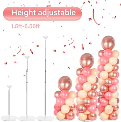 2 Sets Adjustable Balloon Column Stand Kit with Bases( Rose Gold), alternate view 5