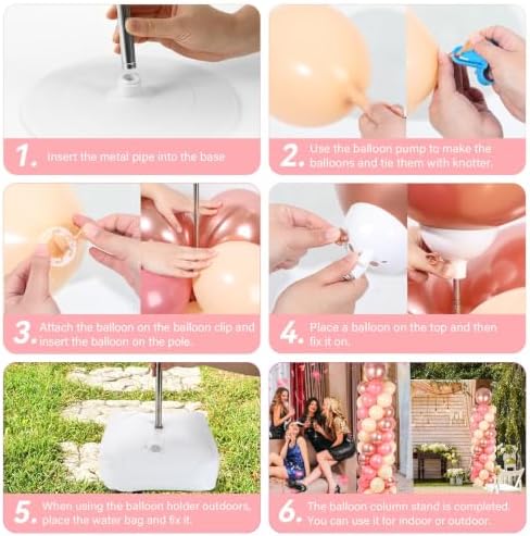 2 Sets Adjustable Balloon Column Stand Kit with Bases( Rose Gold), alternate view 6