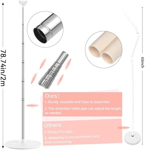 2 Sets Adjustable Balloon Column Stand Kit with Bases(Rose Gold Confetti), alternate view 3