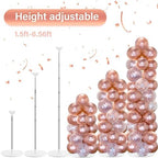 2 Sets Adjustable Balloon Column Stand Kit with Bases(Rose Gold Confetti), alternate view 4