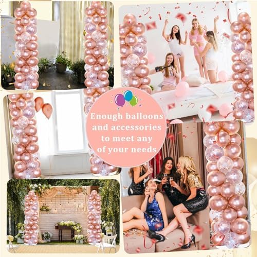 2 Sets Adjustable Balloon Column Stand Kit with Bases(Rose Gold Confetti), alternate view 6