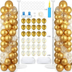 2 Sets Balloon Column Stand Kit Balloon Tower with Bases(Gold)