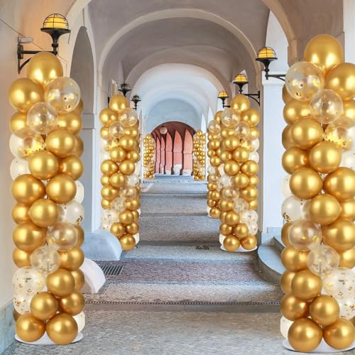 2 Sets Balloon Column Stand Kit Balloon Tower with Bases(Gold), alternate view 2
