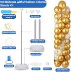 2 Sets Balloon Column Stand Kit Balloon Tower with Bases(Gold), alternate view 3
