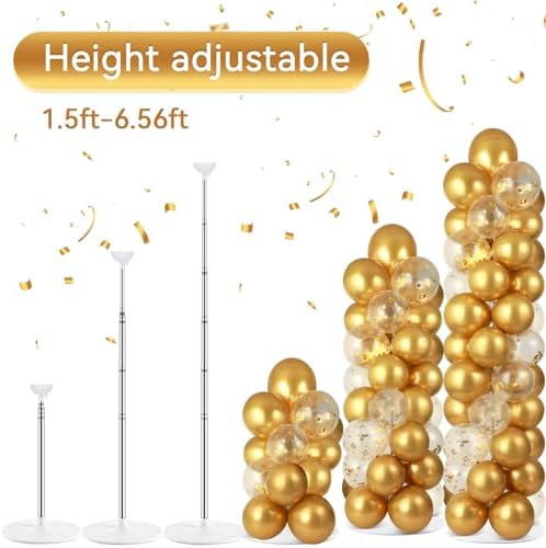 2 Sets Balloon Column Stand Kit Balloon Tower with Bases(Gold), alternate view 5
