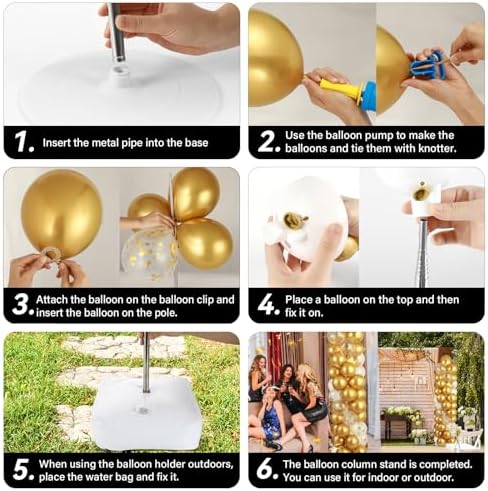 2 Sets Balloon Column Stand Kit Balloon Tower with Bases(Gold), alternate view 6
