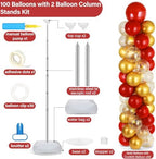 2 Sets Balloon Column Stand Kit Balloon Tower with Bases(Red Gold), alternate view 3