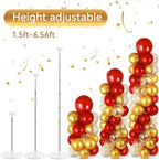 2 Sets Balloon Column Stand Kit Balloon Tower with Bases(Red Gold), alternate view 5