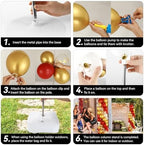 2 Sets Balloon Column Stand Kit Balloon Tower with Bases(Red Gold), alternate view 6