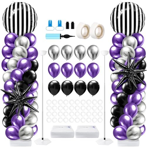 2 Sets Balloon Column Stand Kit, Halloween Nightmare Party Balloons