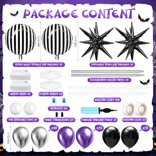 2 Sets Balloon Column Stand Kit, Halloween Nightmare Party Balloons, alternate view 3