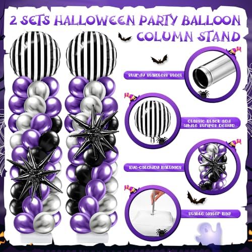 2 Sets Balloon Column Stand Kit, Halloween Nightmare Party Balloons, alternate view 4