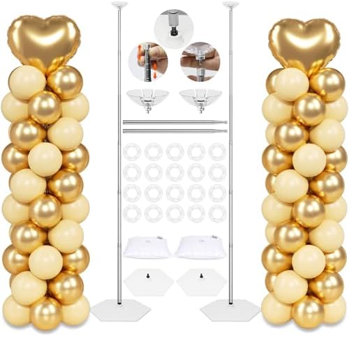 2 Sets Balloon Column Stand Kit with Reusable Metal Telescopic