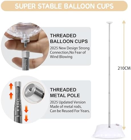 2 Sets Balloon Column Stand Kit with Reusable Metal Telescopic, alternate view 4